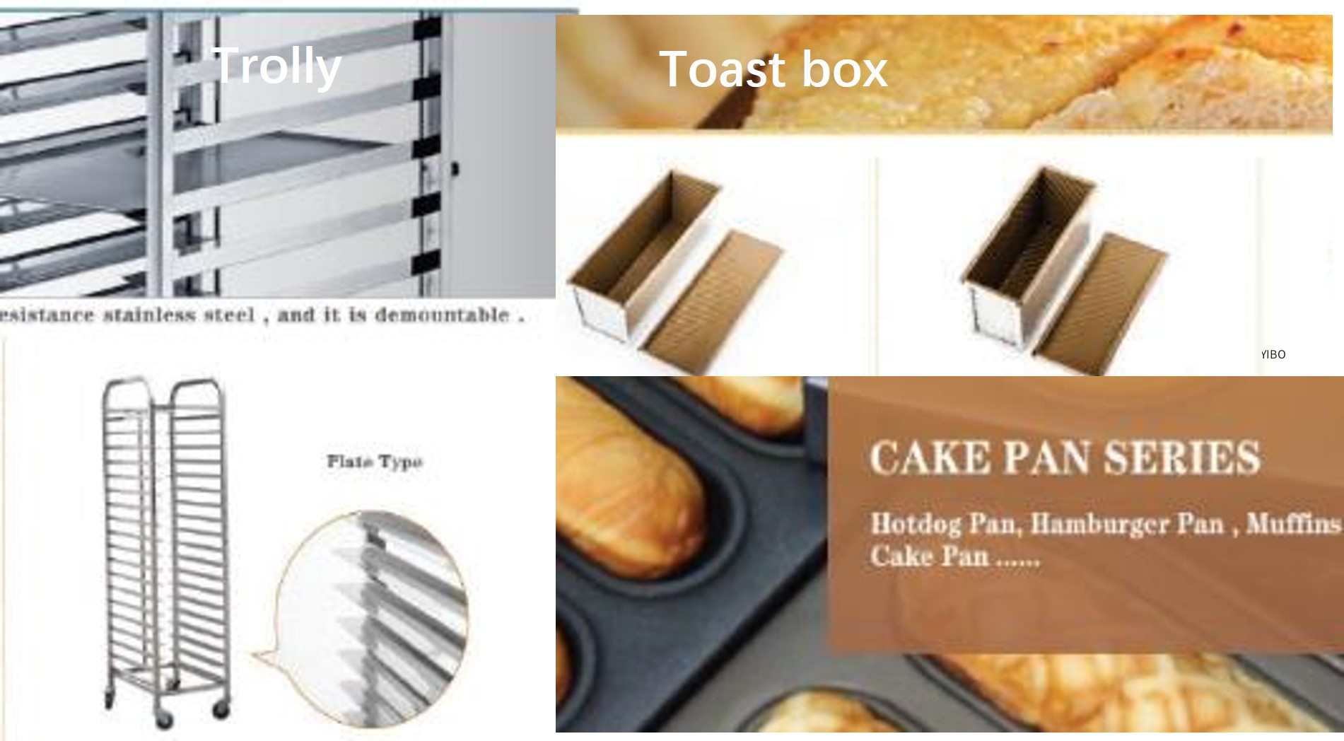Trolly, toast box, cake pan